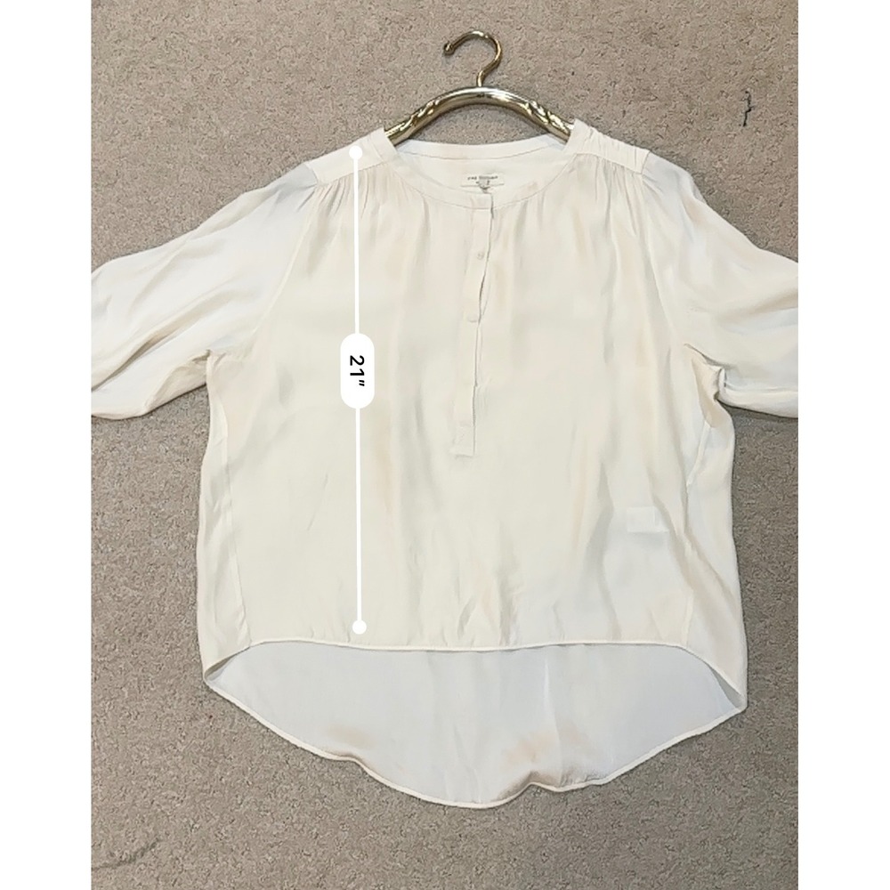 Rag & Bone Ivory 100% Silk Henley Blouse Off White High Low Top XS USA Made - Picture 6 of 6